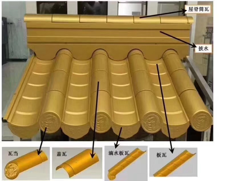 仿古筒瓦，鋁鎂錳材質(zhì)筒瓦